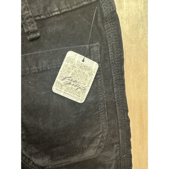 Free People Dark Brown Velvet Pants Sz 2 Women’s High Rise Straight Leg Boho NWT - Picture 3 of 8